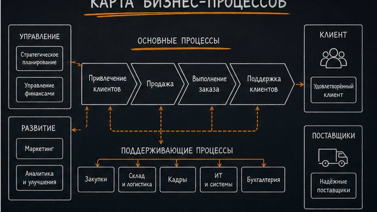 Карта as-is: триггер, шаги, ветки и передачи между ролями