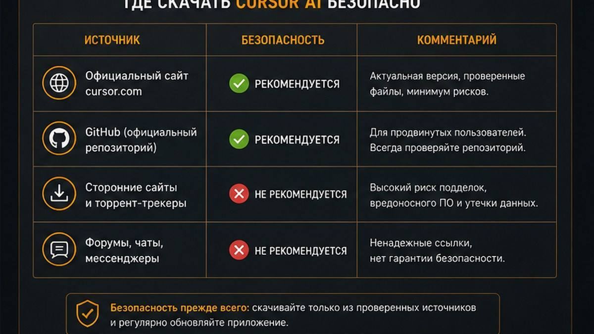 Проверка настроек после установки Cursor