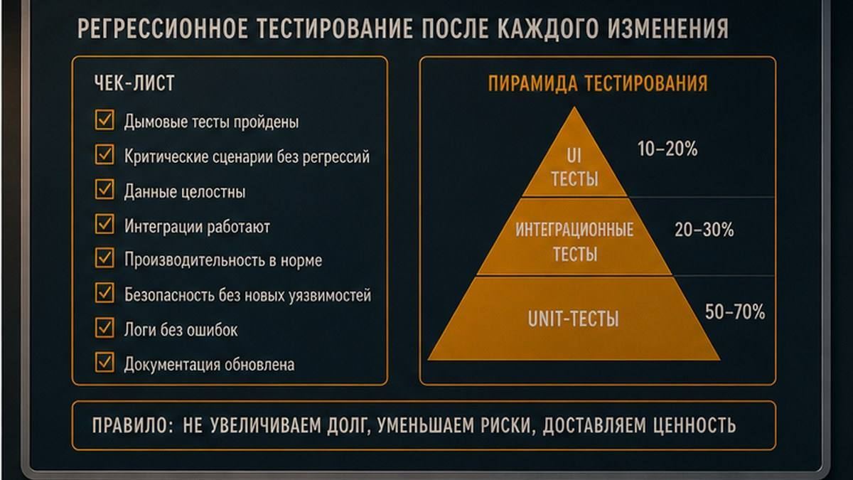 Чеклист регрессионного тестирования: smoke, targeted path и полный CI на PR